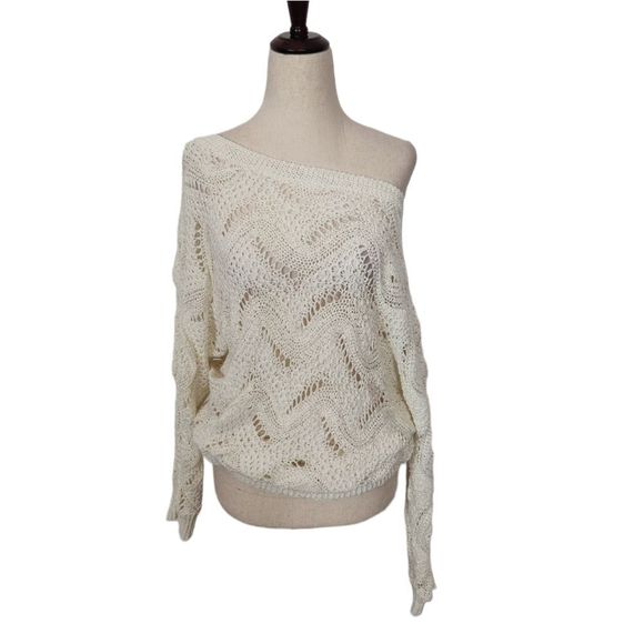 Lilly Pulitzer White Open Knit Ofd Shoulder Sweater Medium Large - Picture 3 of 11
